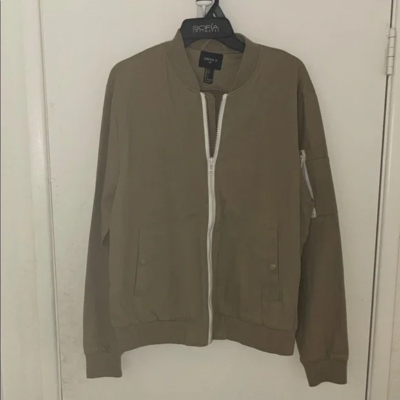 Forever 21 Bomber Jacket with White Zip - Picture 1 of 5